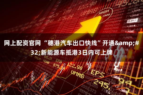 网上配资官网 “穗港汽车出口快线”开通&#32;新能源车抵港3日内可上牌