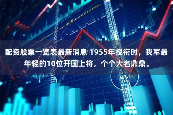 配资股票一览表最新消息 1955年授衔时，我军最年轻的10位开国上将，个个大名鼎鼎。